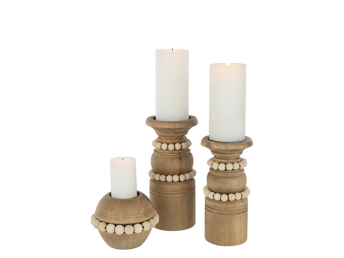 Bougeoir Déco en Pin "Pila" 23cm Naturel