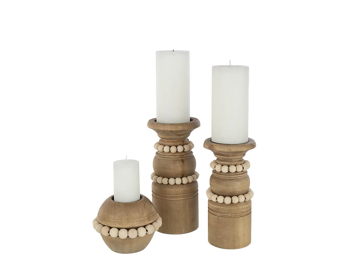 Bougeoir Déco en Pin "Pila" 23cm Naturel