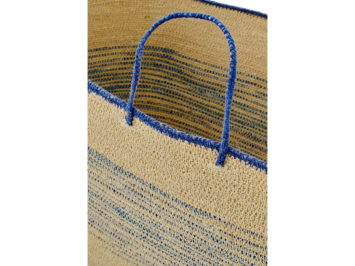 Lot de 2 Paniers Avec Anse "Galene" 64cm Naturel & Bleu