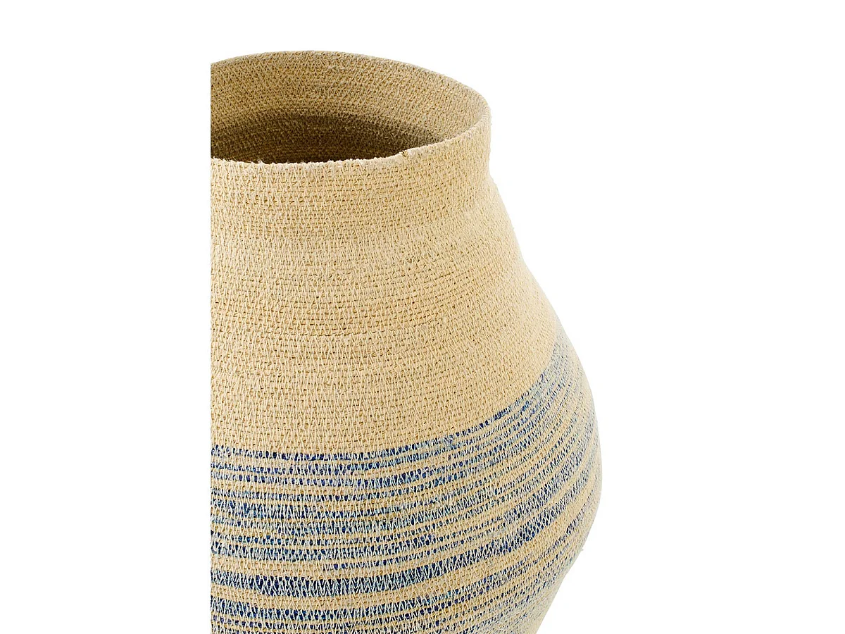 Panier Déco en Jonc "Galene" 50cm Naturel & Bleu