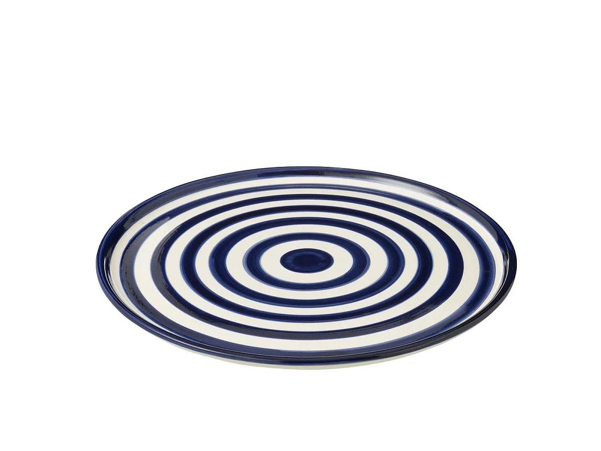 Assiette de Présentation en Céramique "Granada Rayure" 34cm Bleu Cobalt