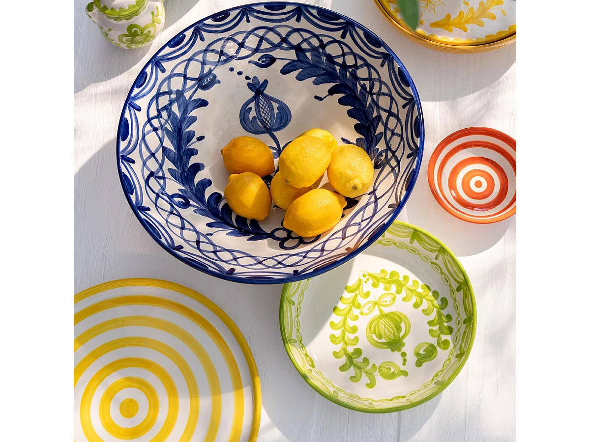 Assiette de Présentation en Céramique "Granada Rayure" 34cm Jaune
