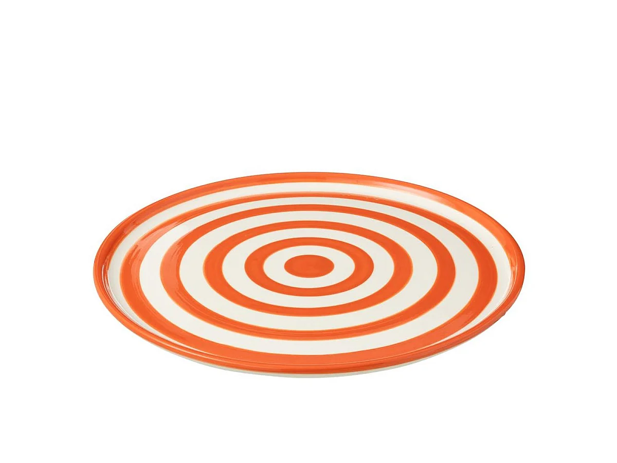 Assiette de Présentation en Céramique "Granada Rayure" 34cm Orange