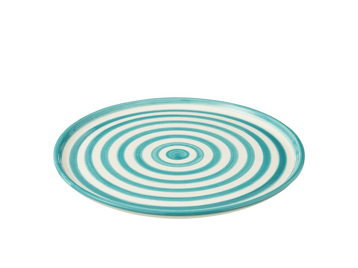 Assiette de Présentation en Céramique "Granada Rayure" 34cm Bleu Aqua
