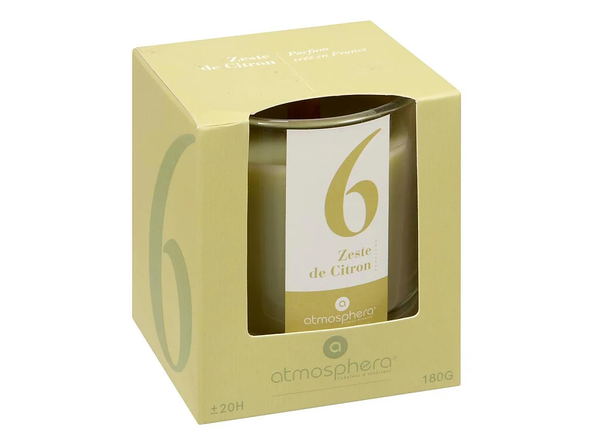Bougie Parfumée en Verre "Numia" 180g Zeste de Citron