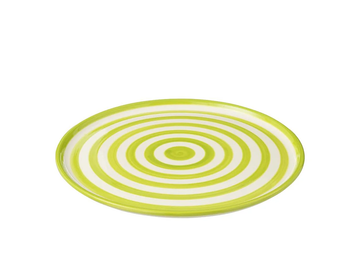 Assiette de Présentation en Céramique "Granada Rayure" 34cm Vert