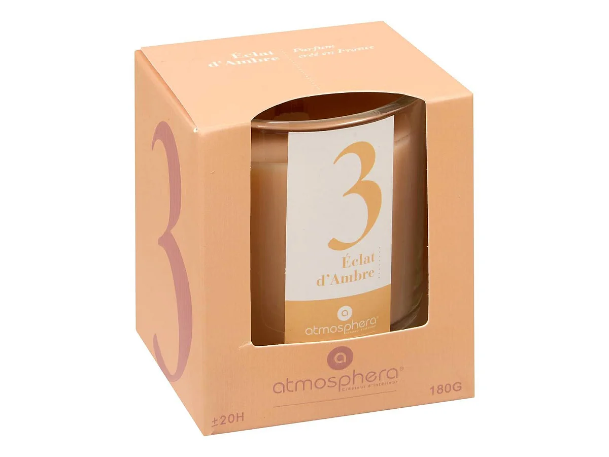 Bougie Parfumée en Verre "Numia" 180g Éclat d'Ambre