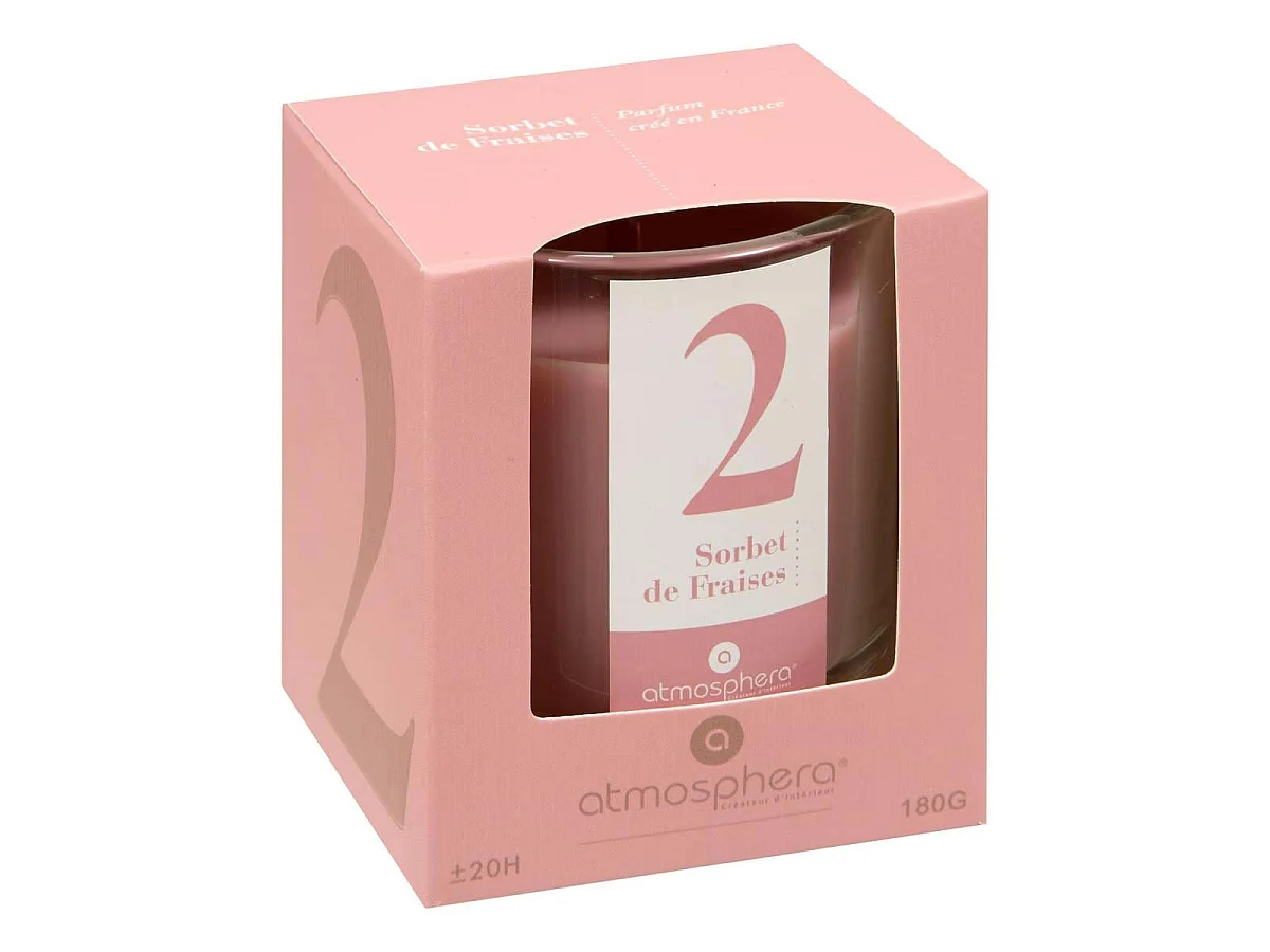Bougie Parfumée en Verre "Numia" 180g Sorbet de Fraises