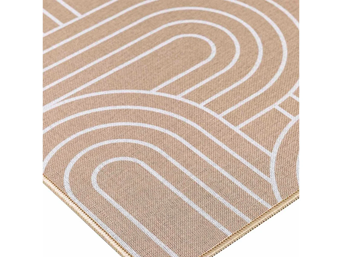 Tapis Déco Imprimé "Modul" 45x120cm Naturel & Blanc