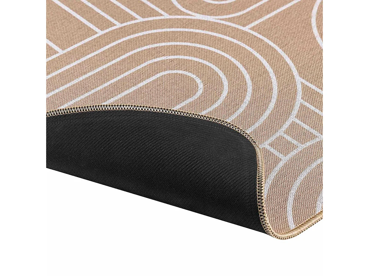 Tapis Déco Imprimé "Modul" 45x120cm Naturel & Blanc
