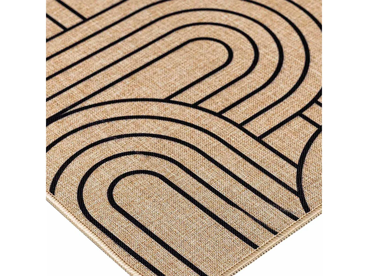 Tapis Déco Imprimé "Modul" 45x120cm Naturel & Noir