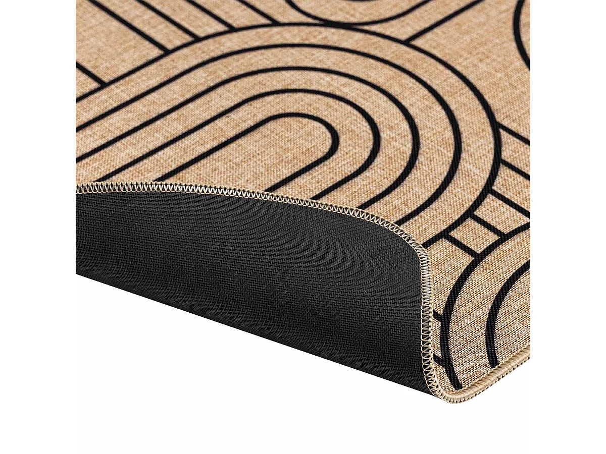 Tapis Déco Imprimé "Modul" 45x120cm Naturel & Noir