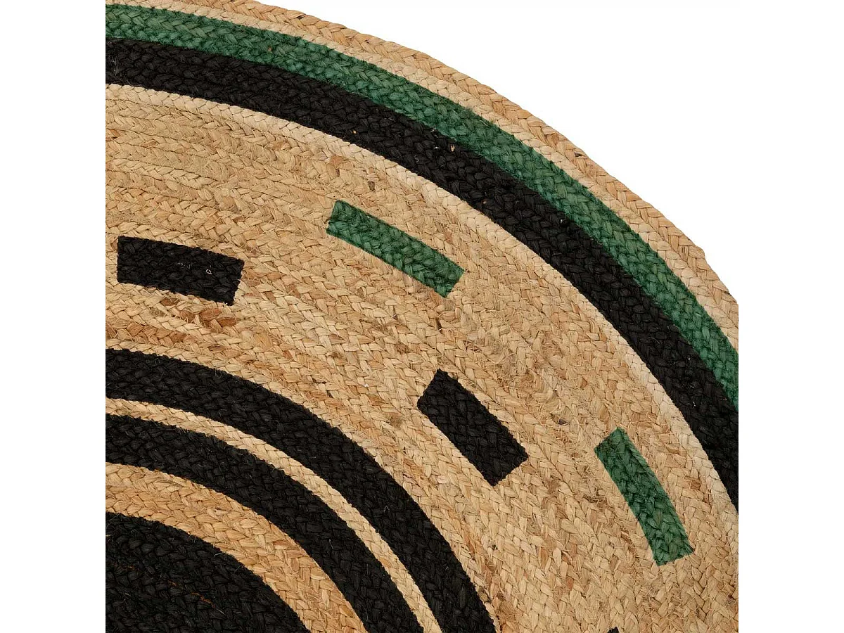 Tapis Rond Imprimé en Jute "Malakite" 120cm Multicolore