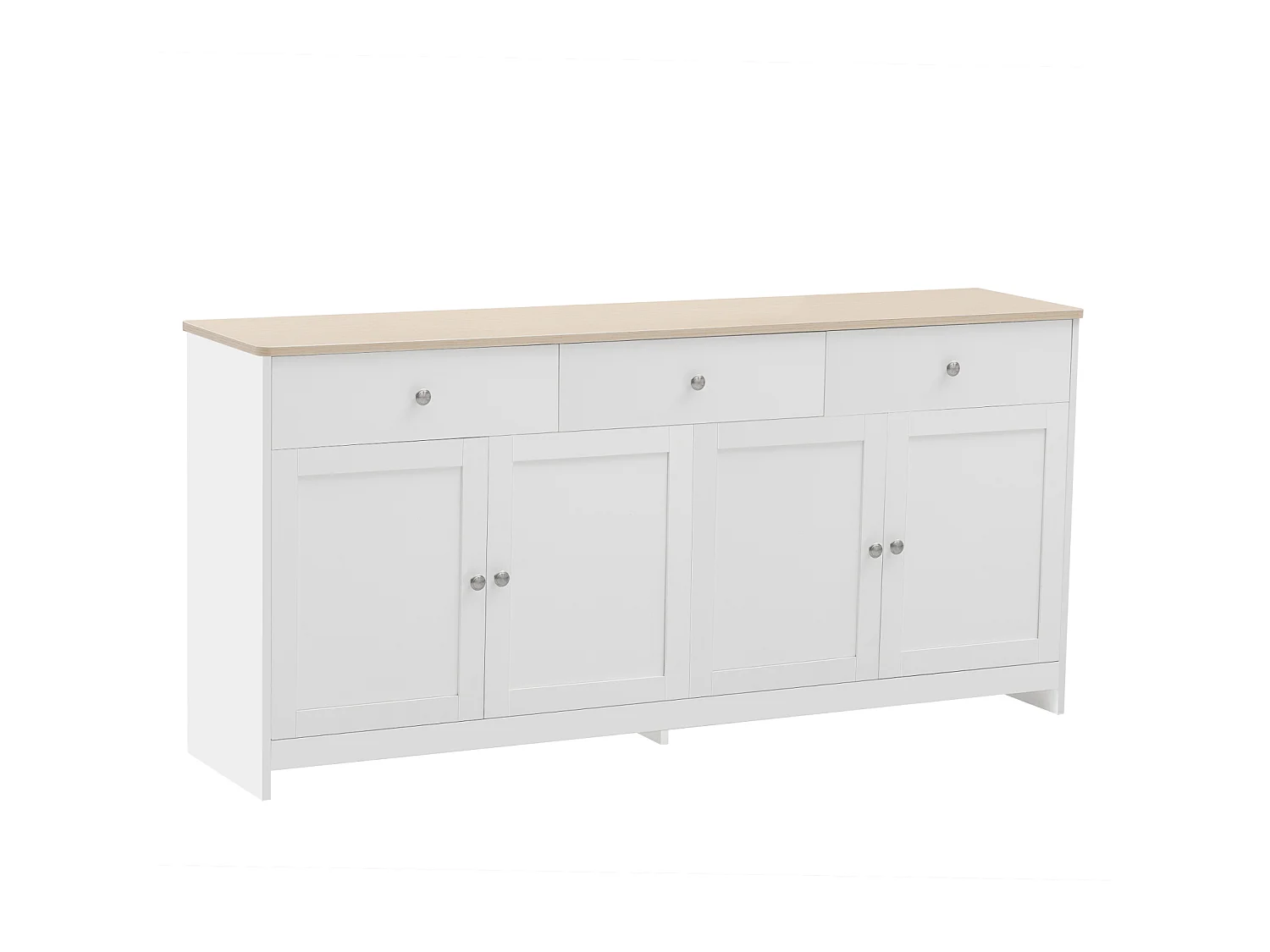 Buffet Salle À Manger 160 Cm,3 Tiroirs Et 4 Portes,Tablettes Réglables,Meuble Auxiliaire Pour Cuisine Et Salle À Manger,Blanc & Chêne