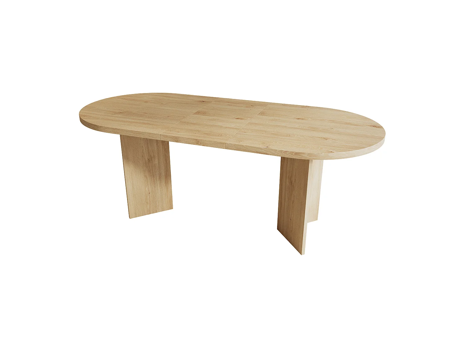 Table à manger ovale 6-8 personnes avec plateau épais et coins arrondis - MDF - 200 x 90 x 75 cm - Chêne