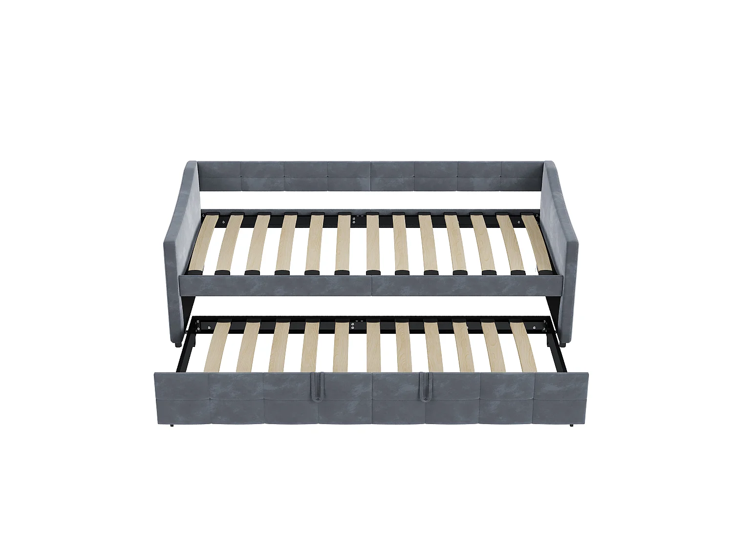Canapé Lit Extensible 90/180 x 200 cm - Canapé Convertible Multifonction en Velours Gris, Style Minimaliste, Sommier à Lattes Inclus