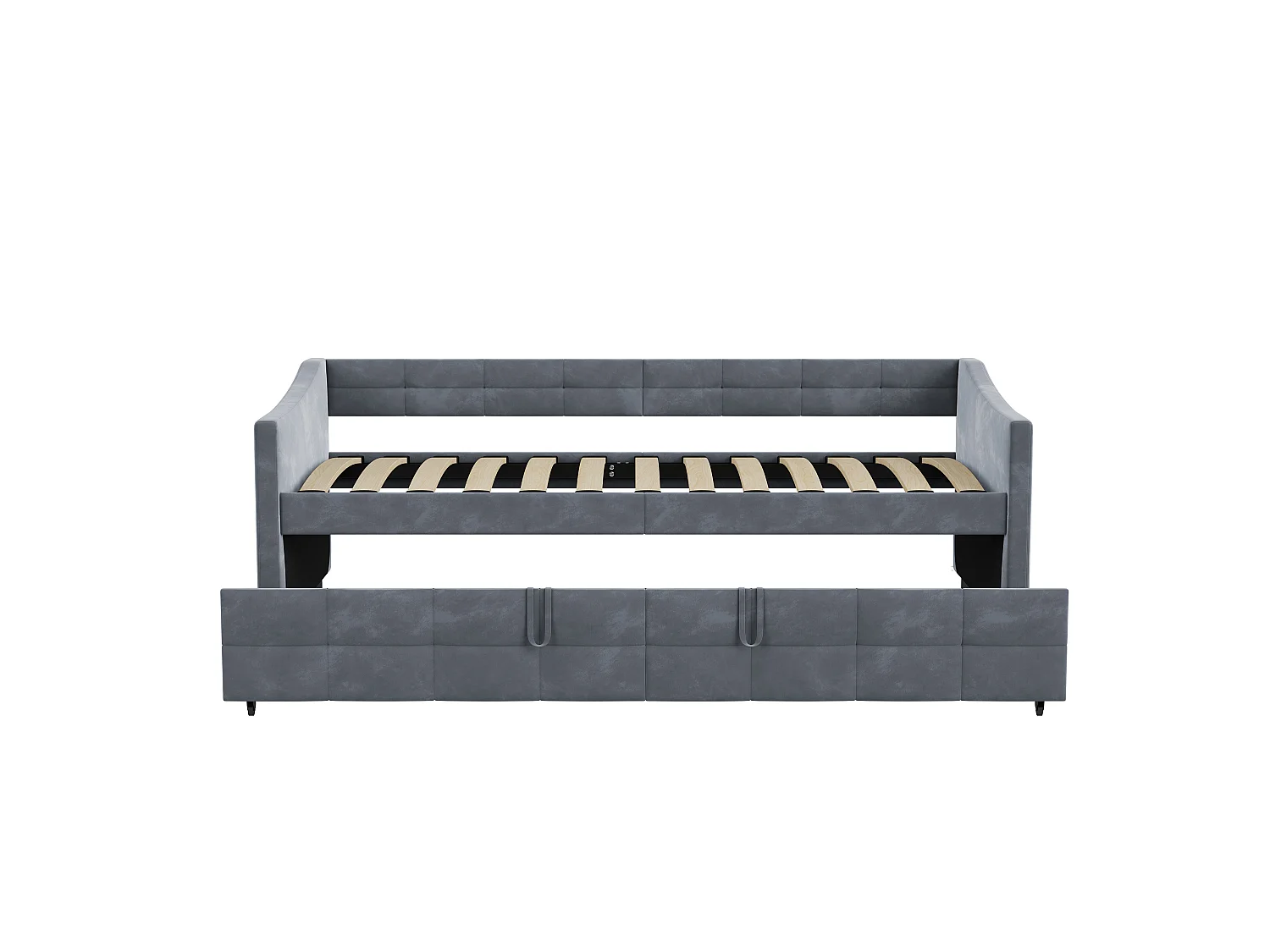 Canapé Lit Extensible 90/180 x 200 cm - Canapé Convertible Multifonction en Velours Gris, Style Minimaliste, Sommier à Lattes Inclus