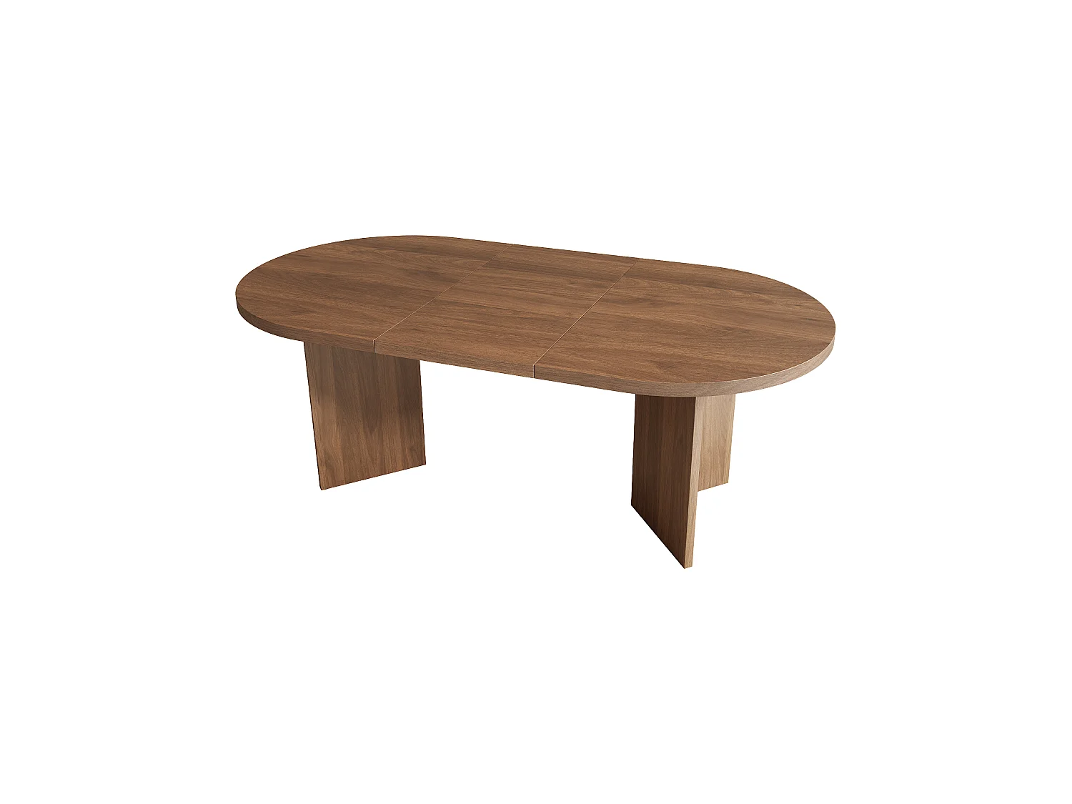 Table à manger ovale 4-6 personnes avec plateau épais et coins arrondis - MDF - 160 x 80 x 75 cm - Noyer