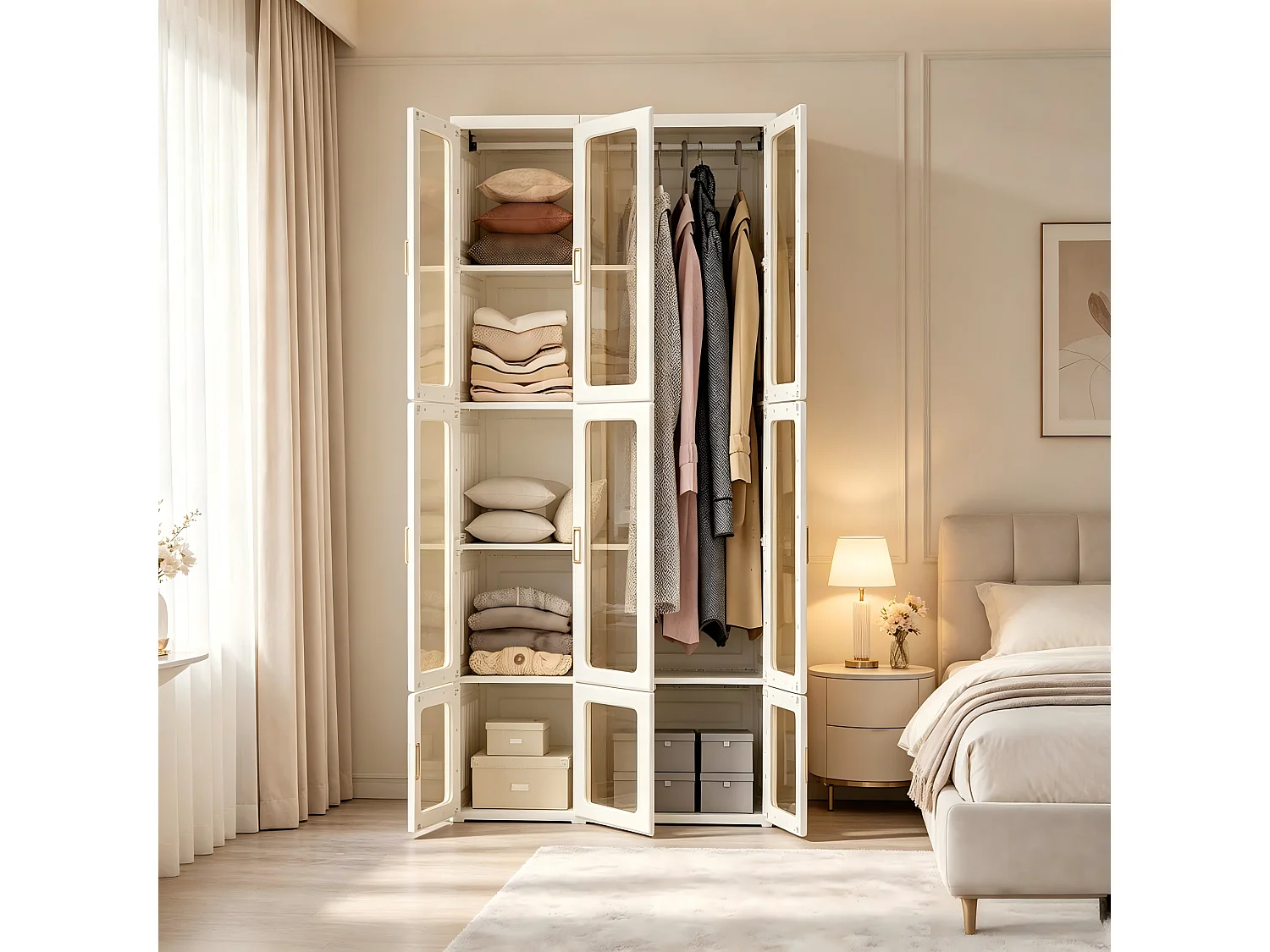 Armoire portable placards(69x50x170cm),chambre armoire,stockage organisateur,vêtements dresser,placard stockage organisateur,blanc