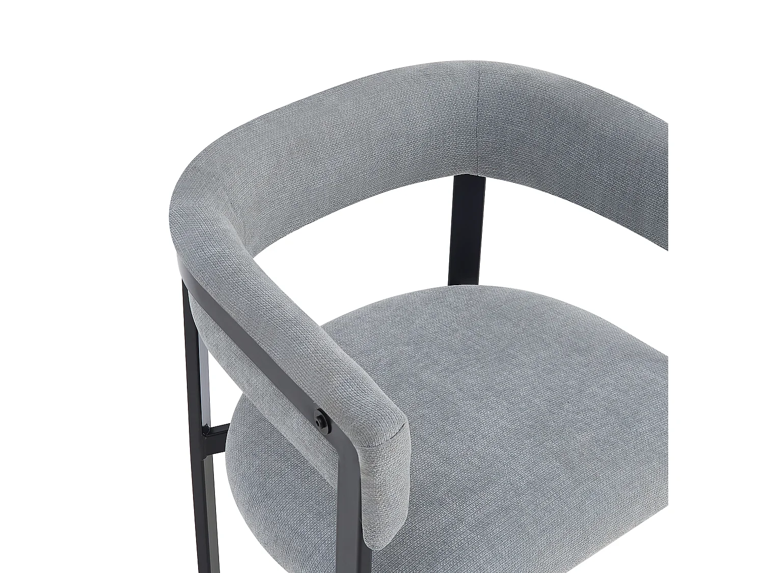 Lot de 6 chaises de salle à manger avec accoudoirs avec dossier incurvé - Chenille et métal - 61 x 50 x 76 cm - Gris