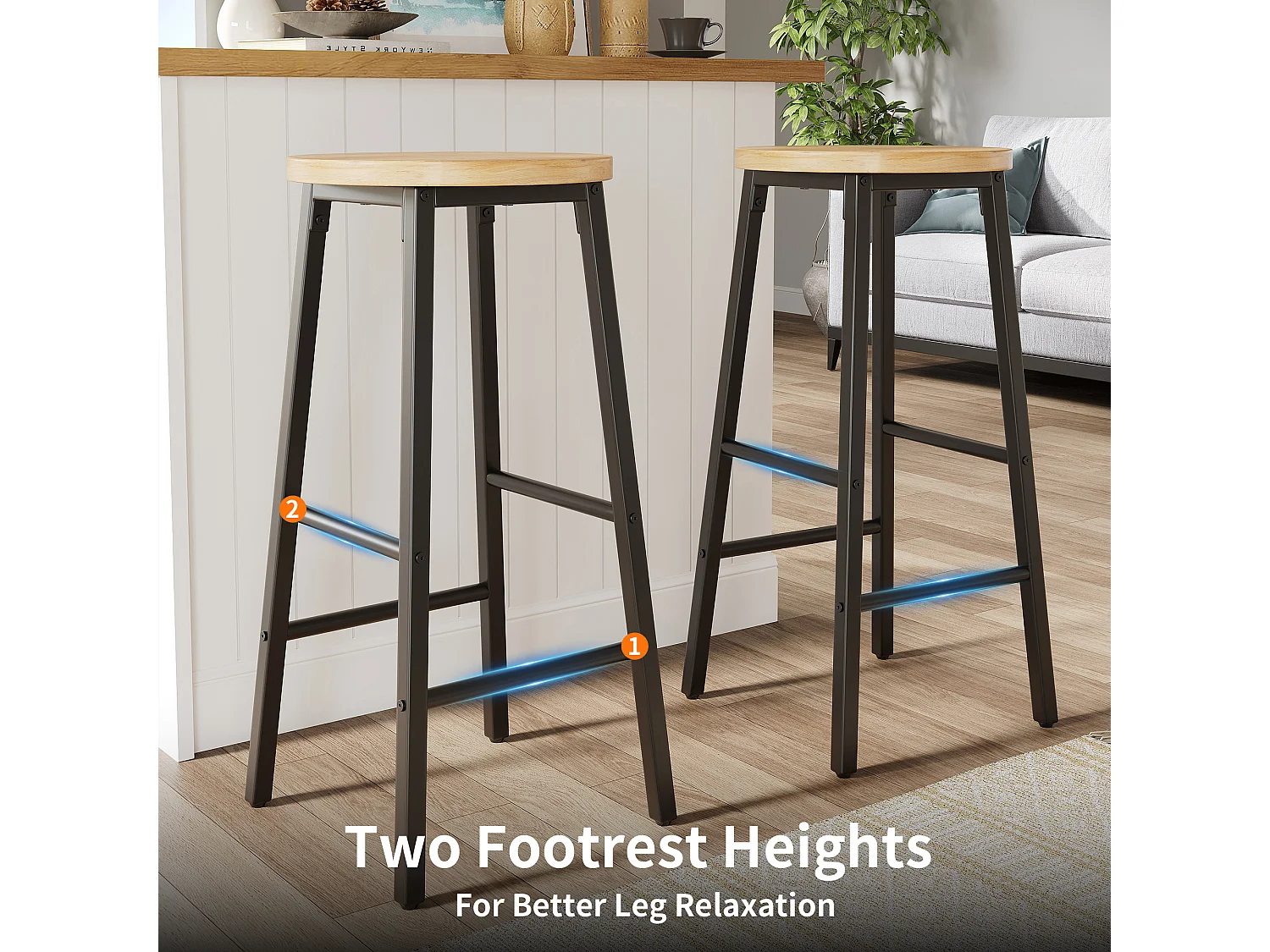 Îlot de cuisine mobile avec 2 tabourets, table rabattable, 2 tiroirs et 2 portes - MDF + métal - 137,9 x 45-73 x 92 cm - Noir