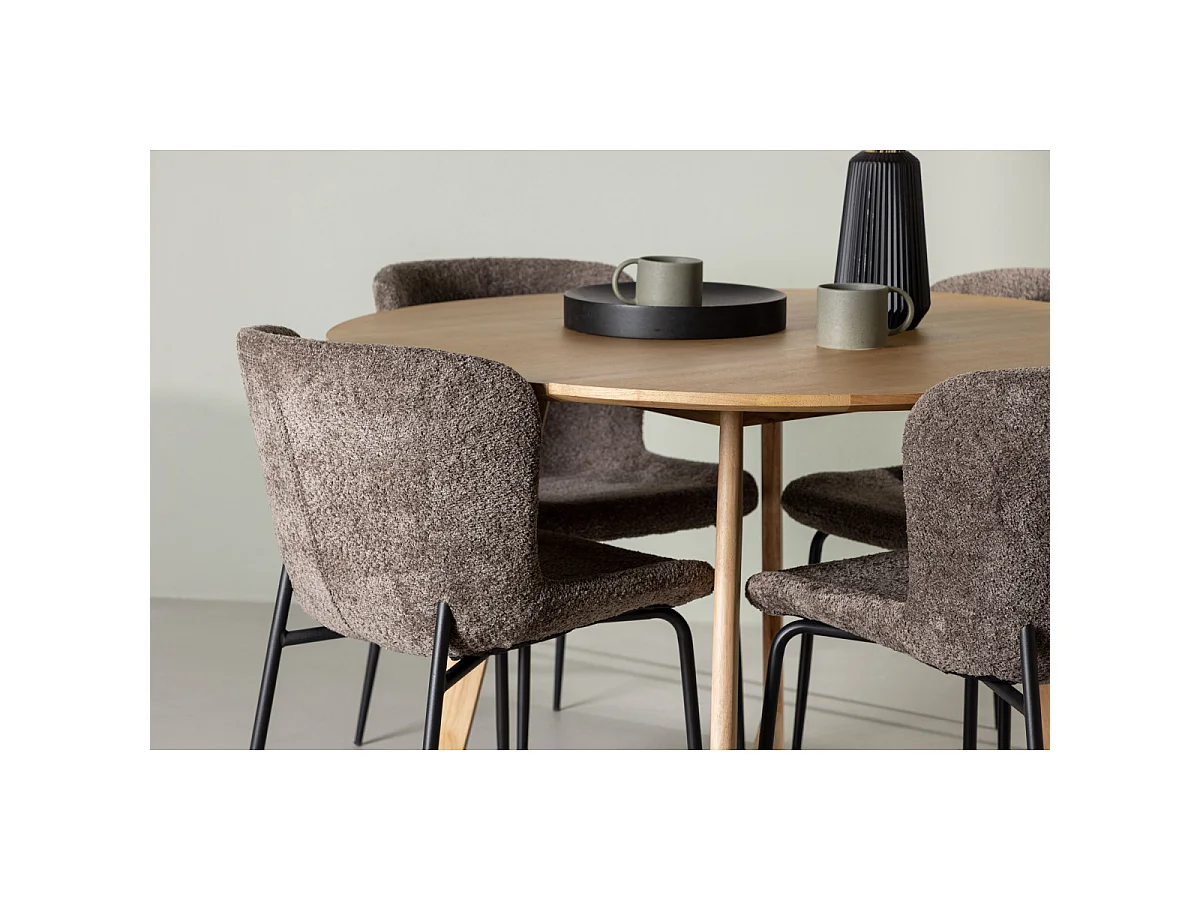 Ensemble Table à Manger & 4 Chaises "Yakidon & Modesto" 120cm Naturel & Marron