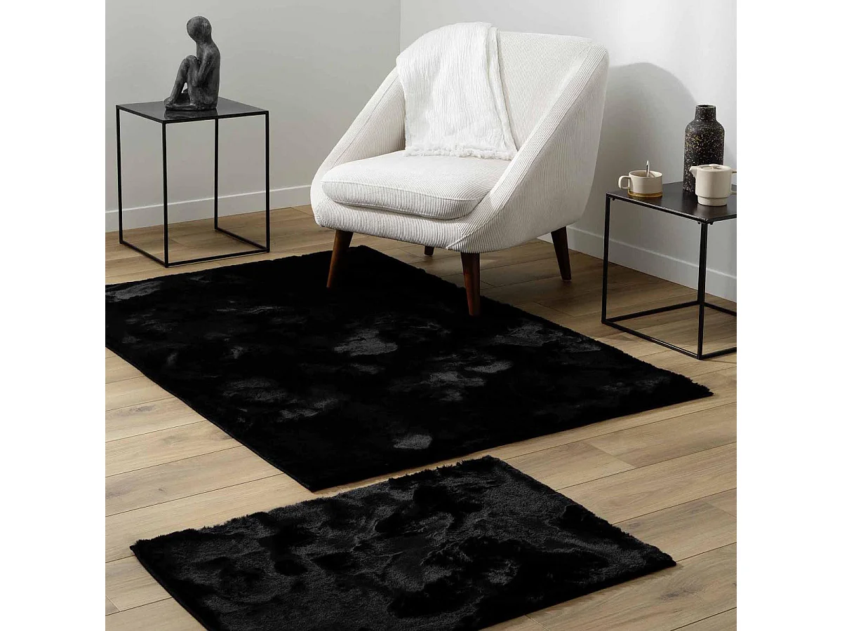 Tapis Imitation Fourrure "Feline" 120x170cm Noir