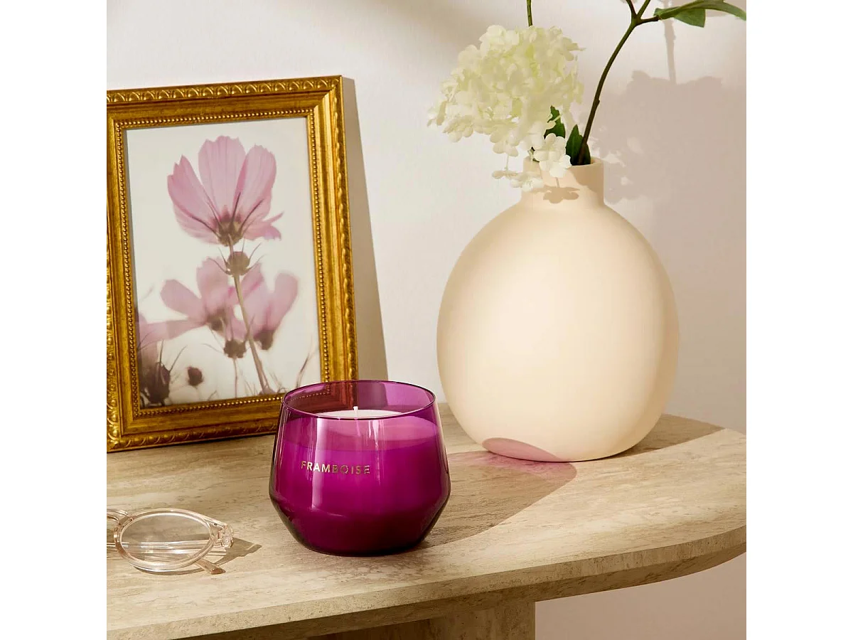 Bougie Parfumée en Verre "Glowy" 300g Framboise