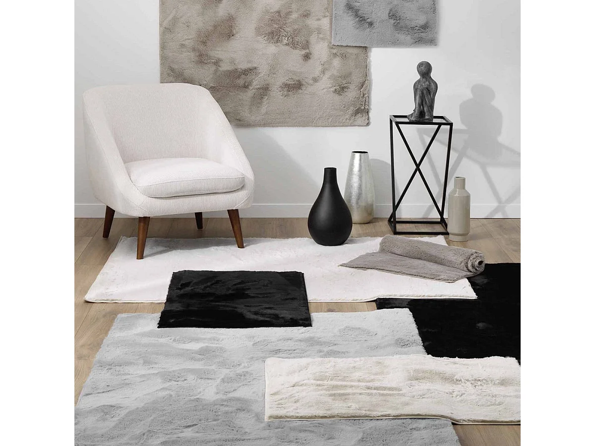 Tapis Imitation Fourrure "Feline" 120x170cm Gris