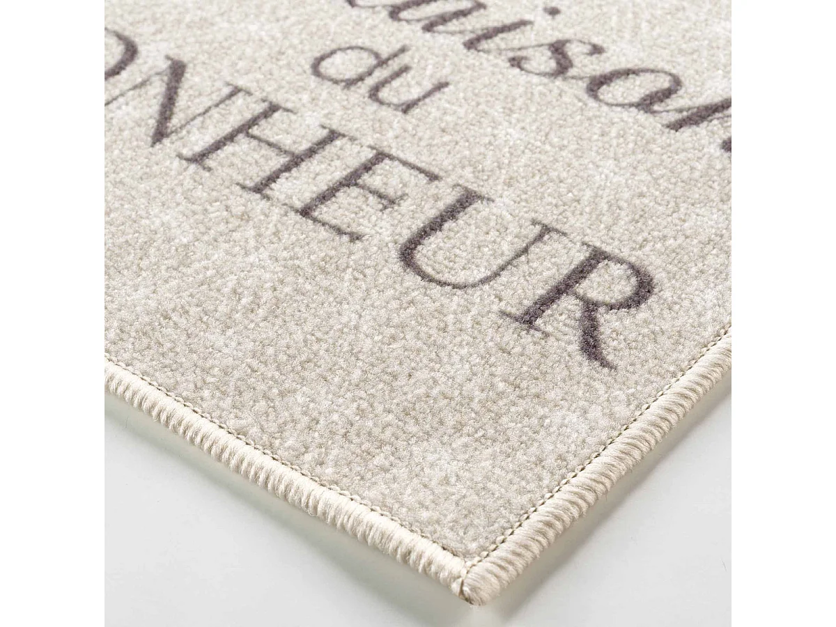 Tapis Déco Imprimé "Happiness" 50x120cm Beige