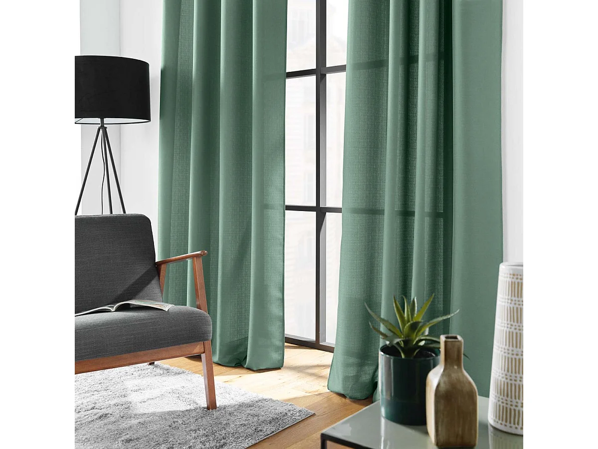 Rideau Uni à Œillets "Soline" 140x280cm Vert Cèdre