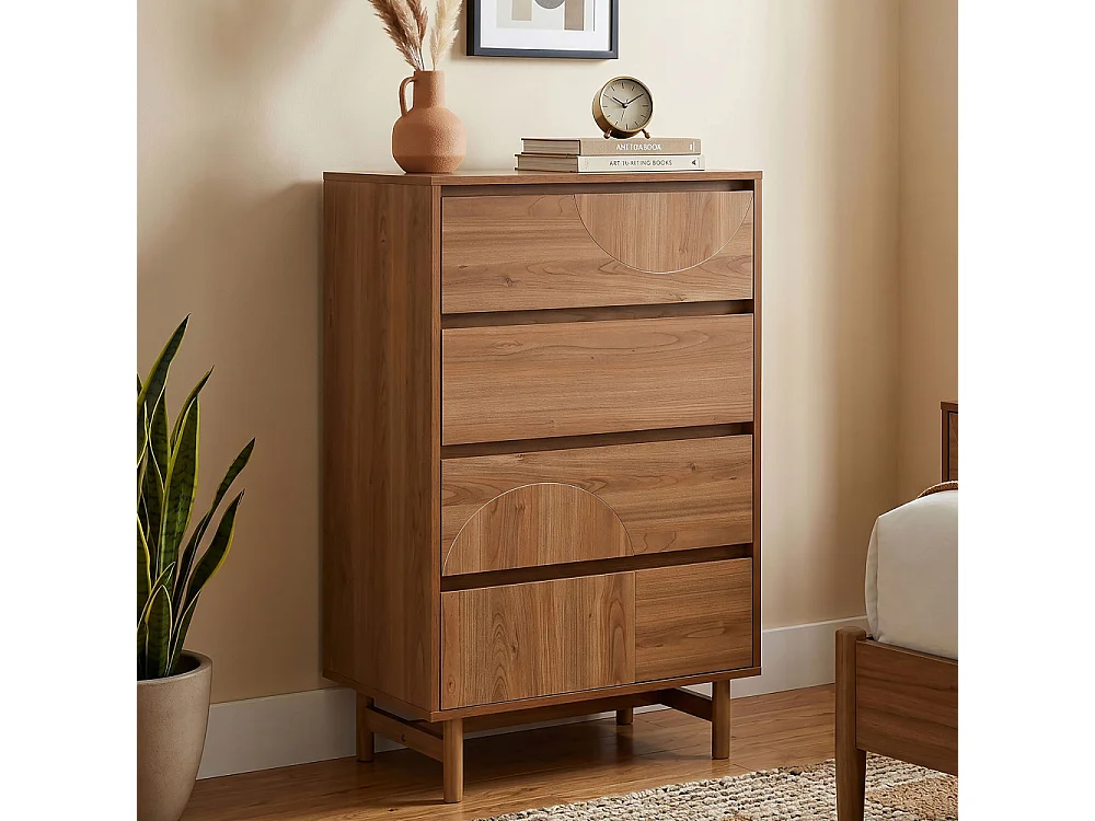 Abby - Commode 4 tiroirs en bois L60cm - Bois foncé