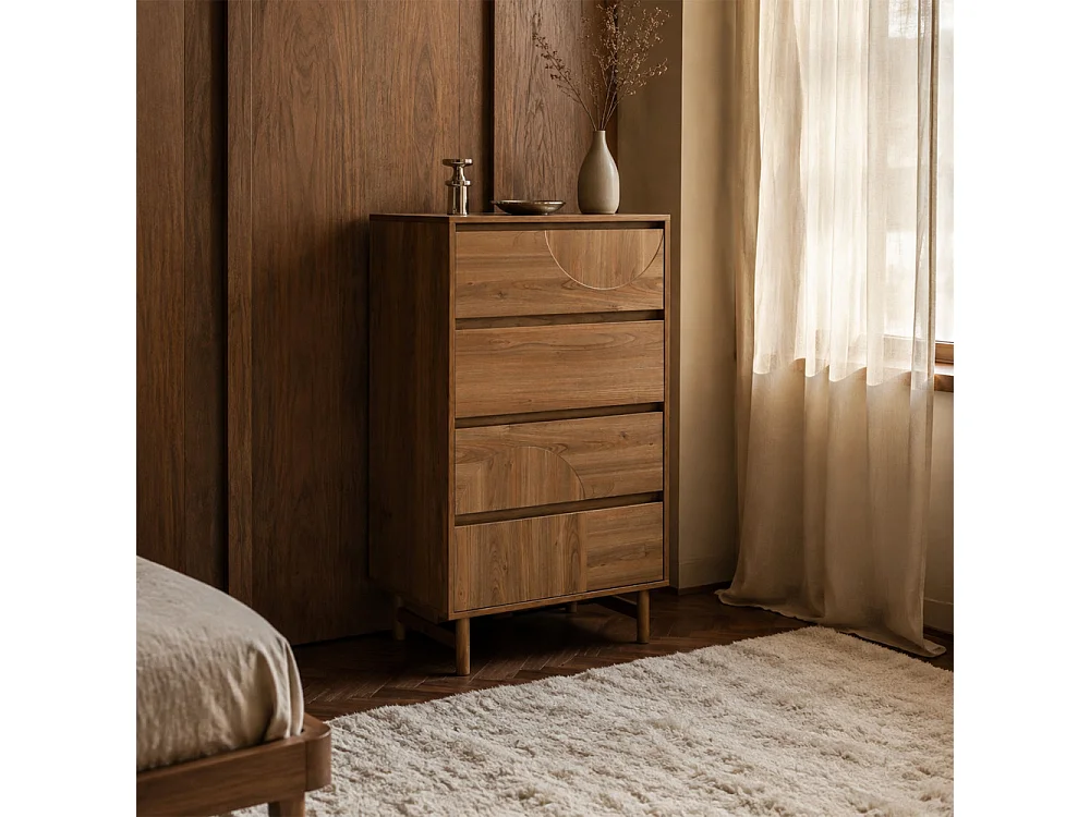 Abby - Commode 4 tiroirs en bois L60cm - Bois foncé