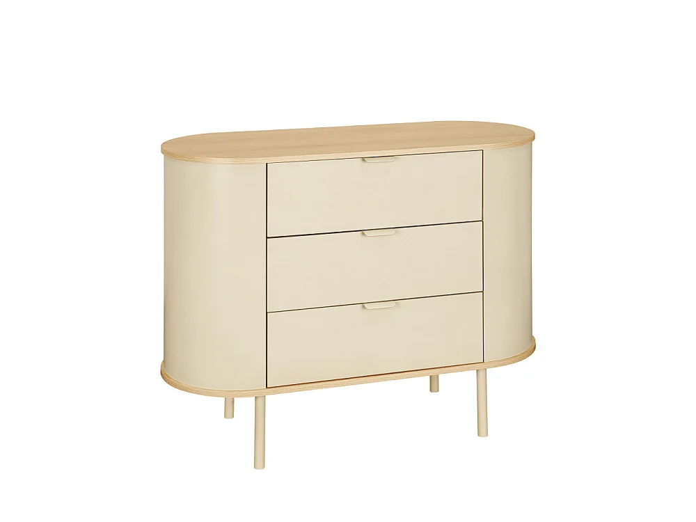 Will - Commode 3 tiroirs en bois et métal - Beige