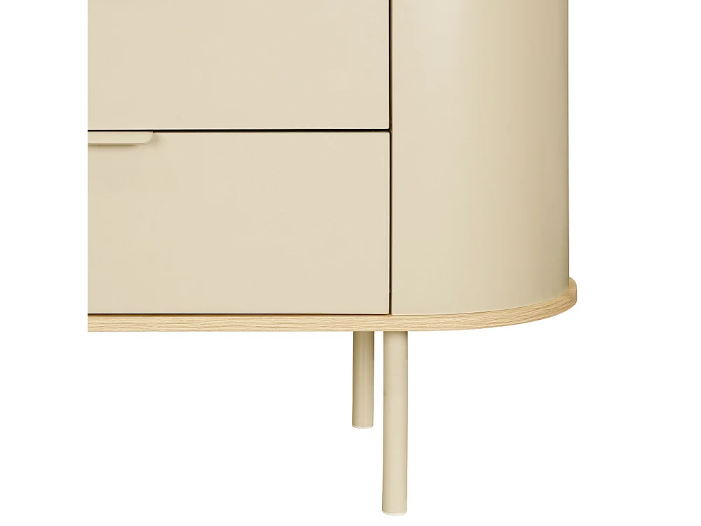 Will - Commode 3 tiroirs en bois et métal - Beige