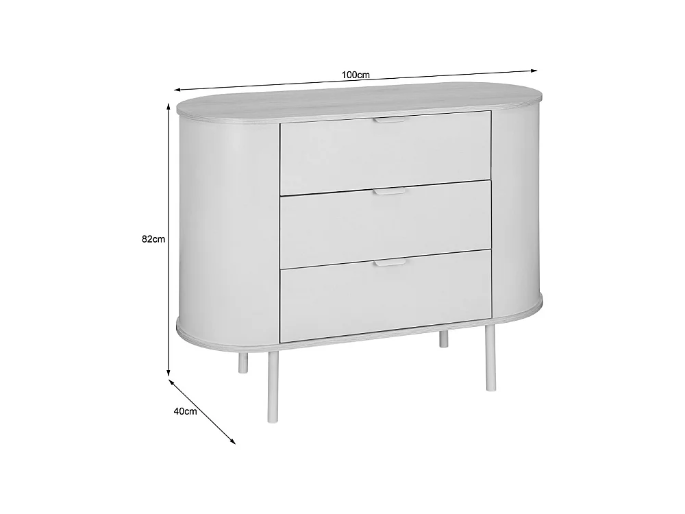 Will - Commode 3 tiroirs en bois et métal - Beige
