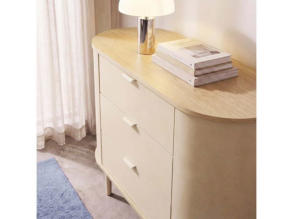Will - Commode 3 tiroirs en bois et métal - Beige