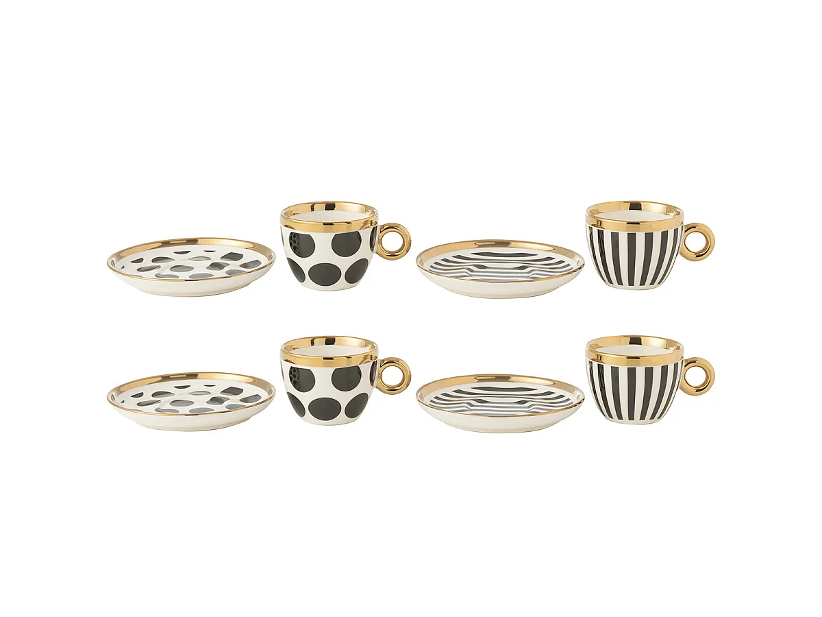 Lot de 4 Tasses & Sous-Tasses "Faye" 18cl Multicolore