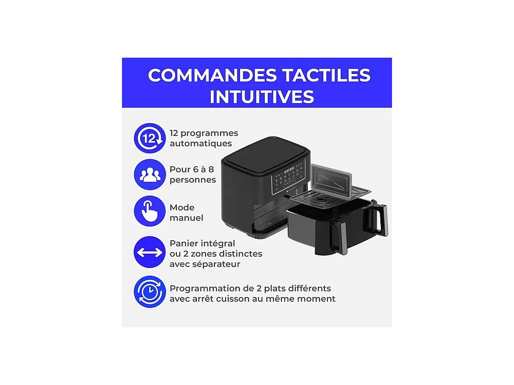 Friteuse à air Continental Edison CEFR2400TB 10,5 L - 2600 W, 12 programmes, Noir