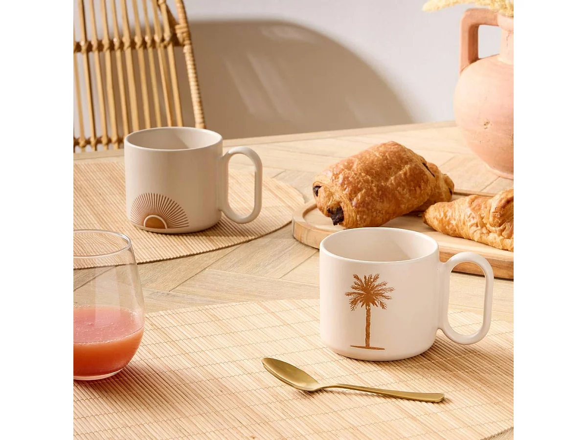 Coffret 2 Mugs "Sunshine" 36cl Beige