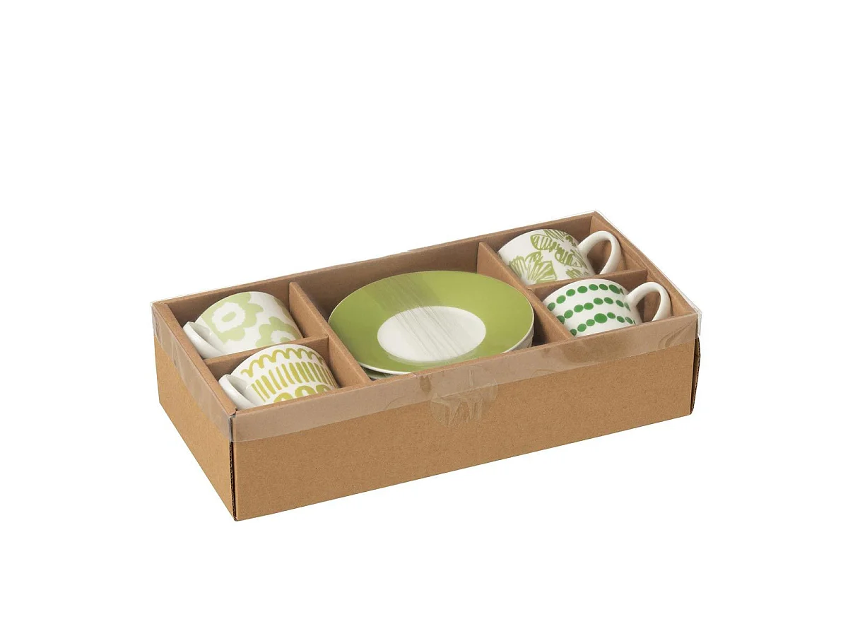 Lot de 4 Tasses & Sous-Tasses "Fiesta Sud" 22Cl Vert
