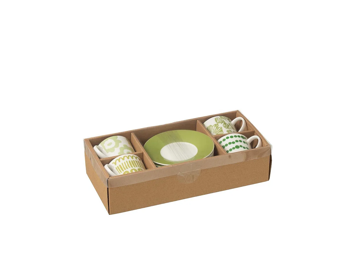 Lot de 4 Tasses & Sous-Tasses "Fiesta Sud" 9Cl Vert