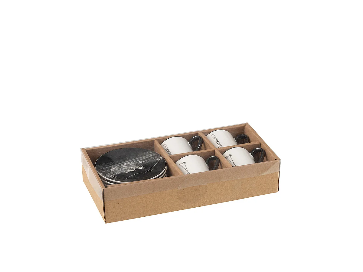 Lot de 4 Tasses à Café & Sous-Tasses "Après-Ski" 8cl Blanc