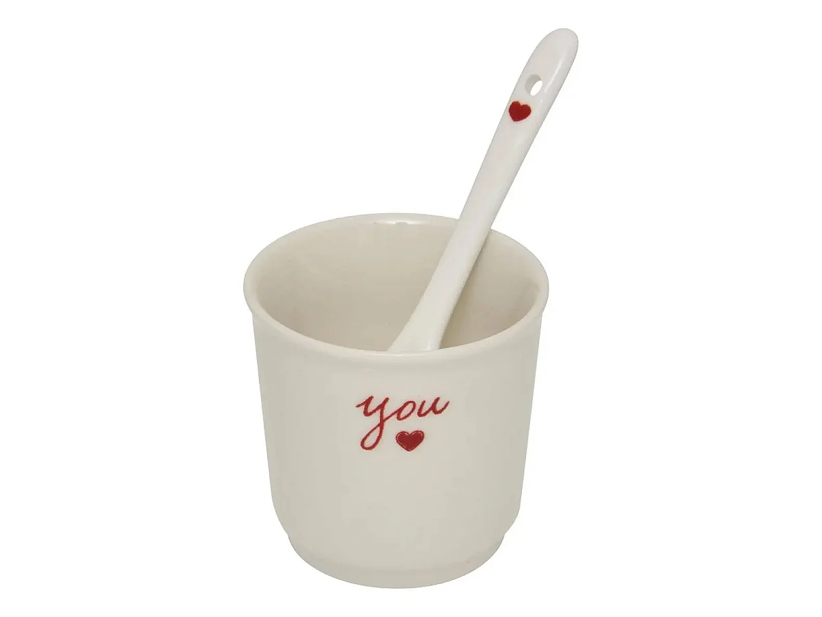 Coffret 2 Tasses à Café "Valentine" 10cl Blanc