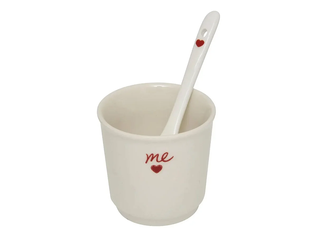 Coffret 2 Tasses à Café "Valentine" 10cl Blanc