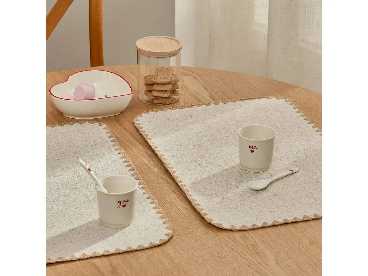 Coffret 2 Tasses à Café "Valentine" 10cl Blanc