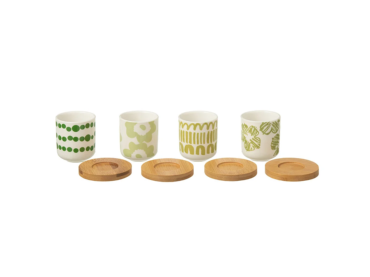 Lot de 4 Tasses à Café & Sous-Tasses "Fiesta Sud" 10cl Vert