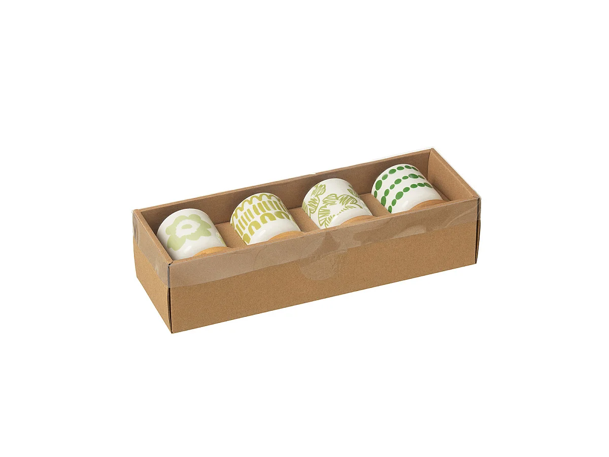 Lot de 4 Tasses à Café & Sous-Tasses "Fiesta Sud" 10cl Vert