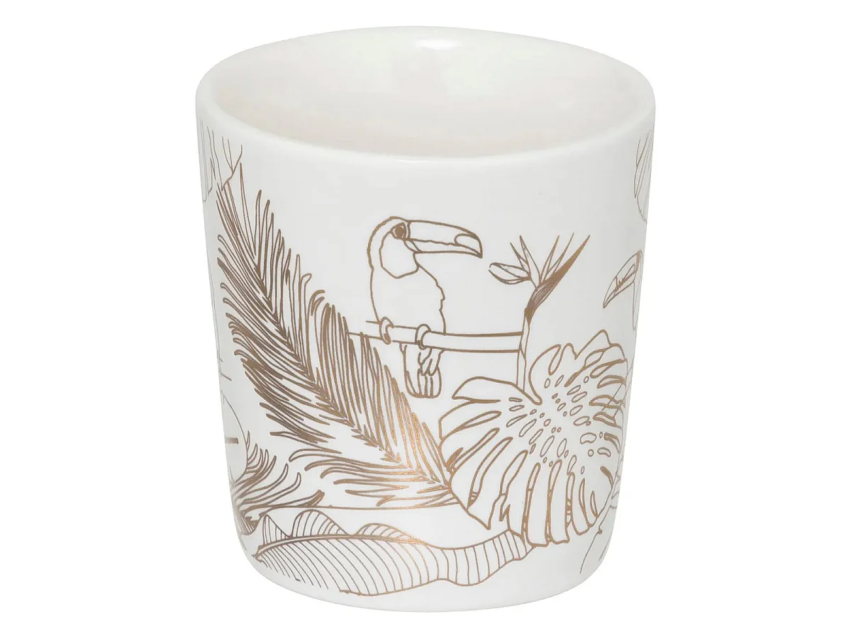 Lot de 4 Tasses à Café "Toucan" 10cl Blanc
