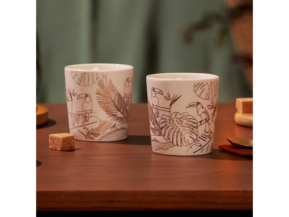 Lot de 4 Tasses à Café "Toucan" 10cl Blanc